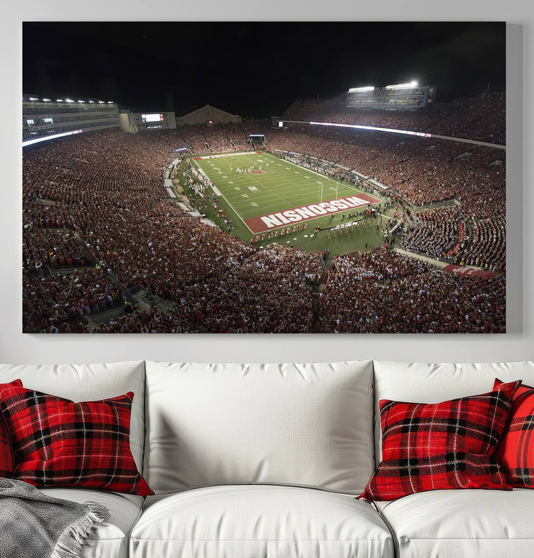 Wisconsin Badgers Football Team Print - Madison Camp Randall Stadium Wall Art Canvas Print