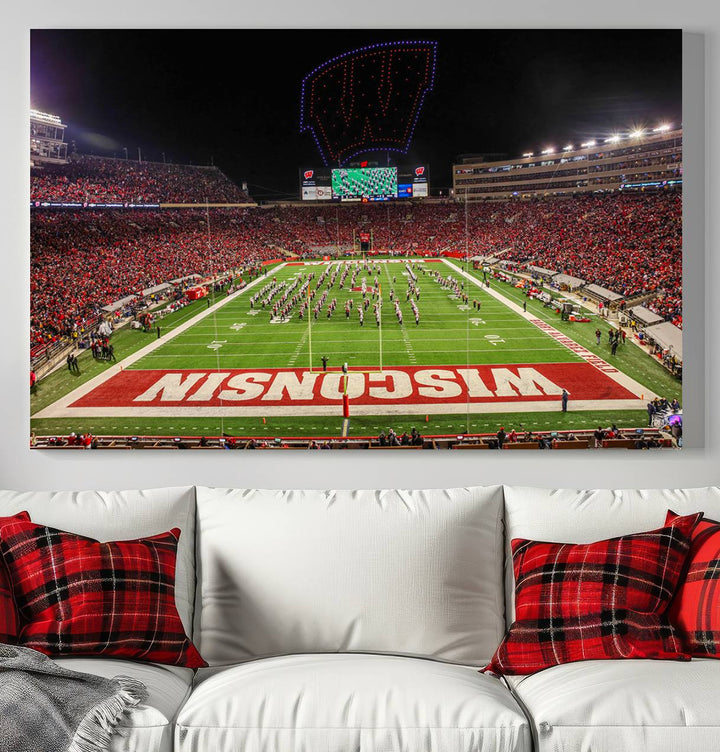 Wisconsin Badgers Football Team Print - Madison Camp Randall Stadium Wall Art Canvas Print