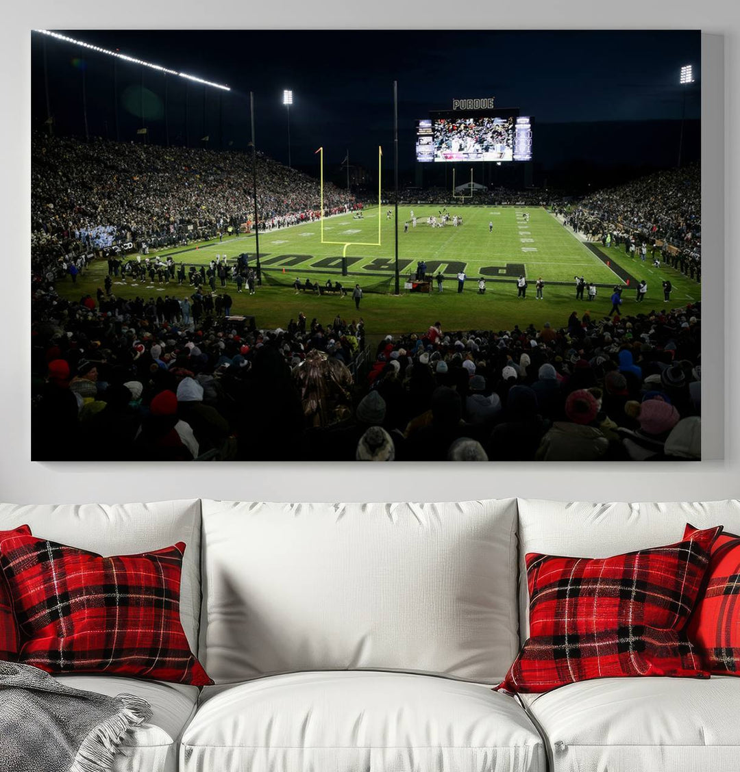 Purdue Boilermakers Football Team Print - West Lafayette Ross–Ade Stadium Wall Art Canvas Print