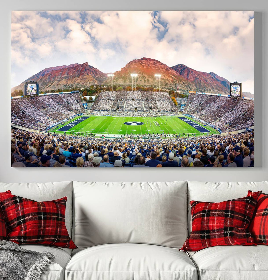 Brigham Young University Cougars Football Team Print - Provo LaVell Edwards Stadium Wall Art Canvas Print.