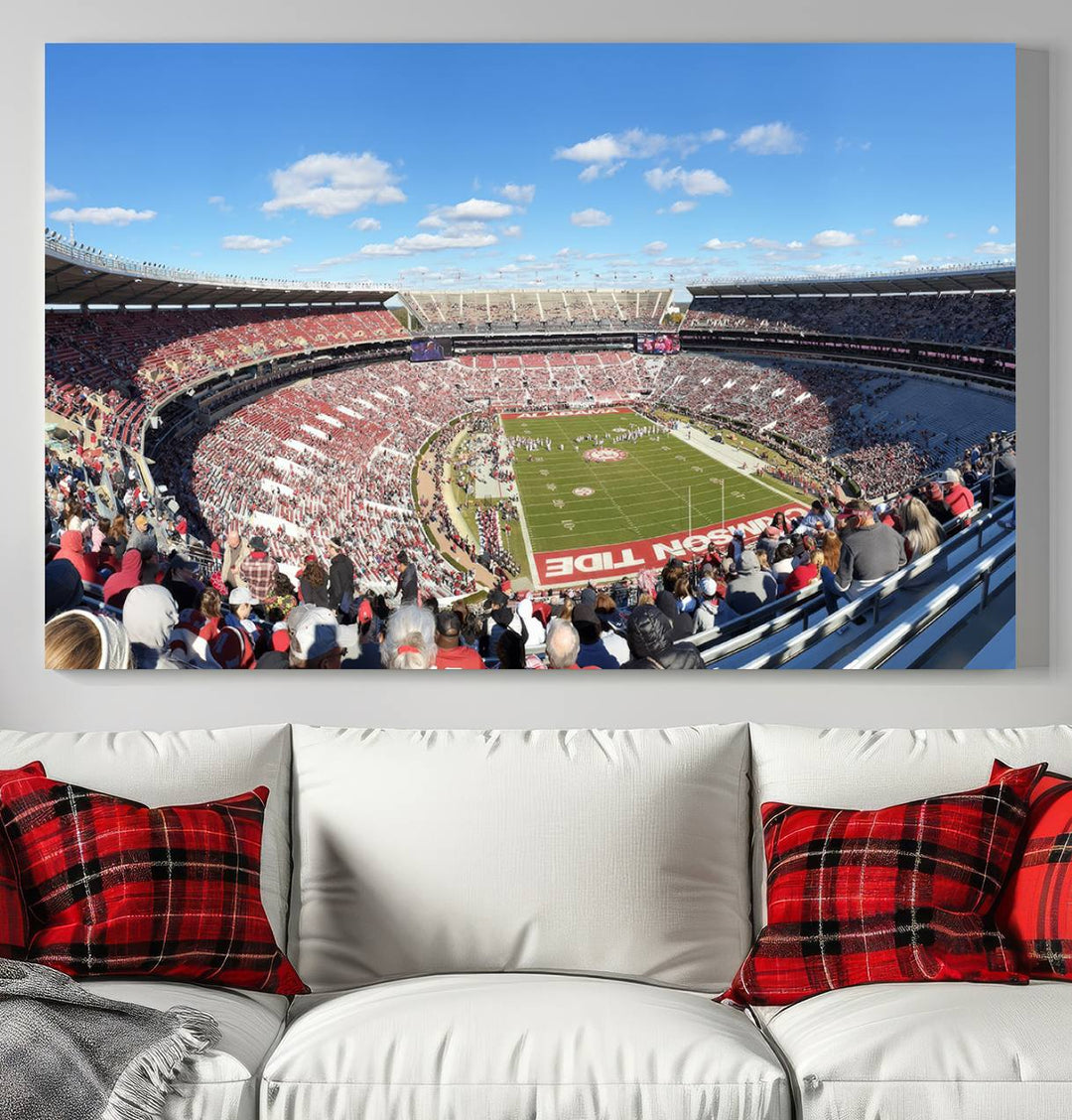 University of Alabama Crimson Tide Football Team Print - Tuscaloosa Bryant-Denny Stadium Wall Art Canvas Print