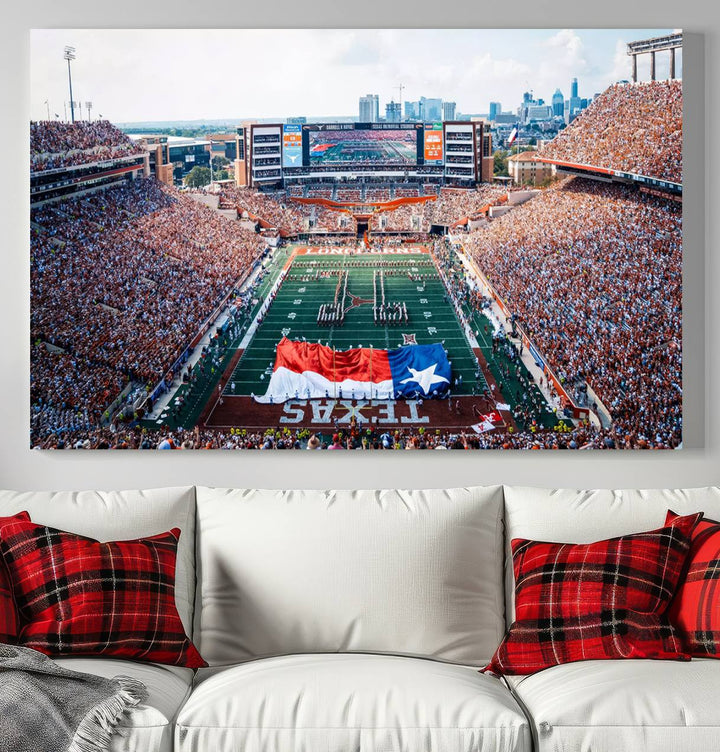 University of Texas Longhorns Football Team Canvas Print - Austin Darrell K Royal-Texas Memorial Stadium Wall Art Canvas Print