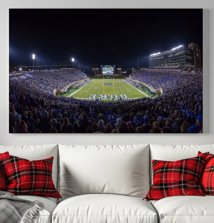 Duke University Blue Devils Football Team Print - Durham Wallace Wade Stadium Wall Art Canvas Print