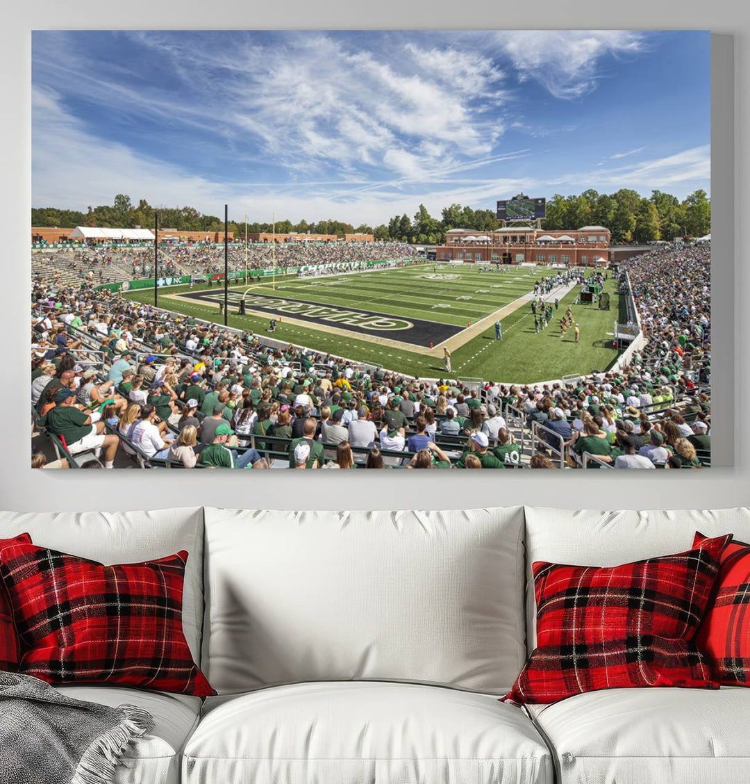 University of Charlotte 49ers Football Team Print - Charlotte Jerry Richardson Stadium Wall Art Canvas Print