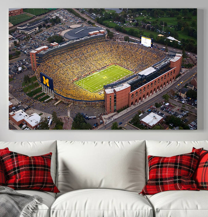 University of Michigan Wolverines Football Team Print - Ann Arbor Michigan Stadium Wall Art Canvas Print