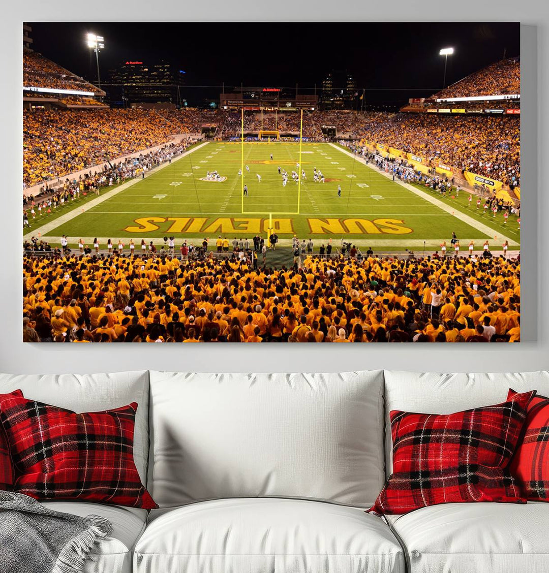 ASU Sun Devils Football Team Print - Phoenix Mountain America Stadium Wall Art Canvas Print