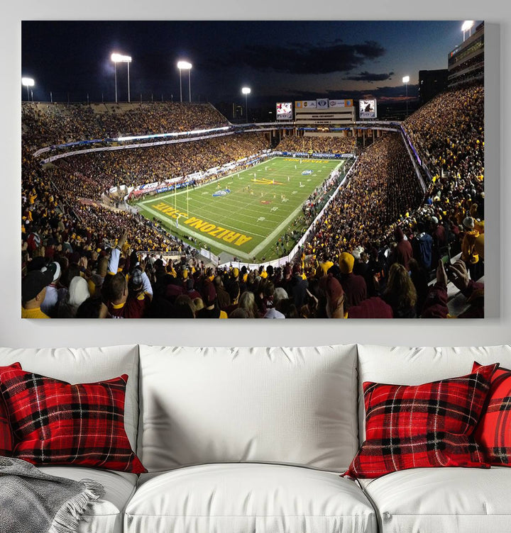 ASU Sun Devils Football Team Print - Phoenix Mountain America Stadium Wall Art Canvas Print