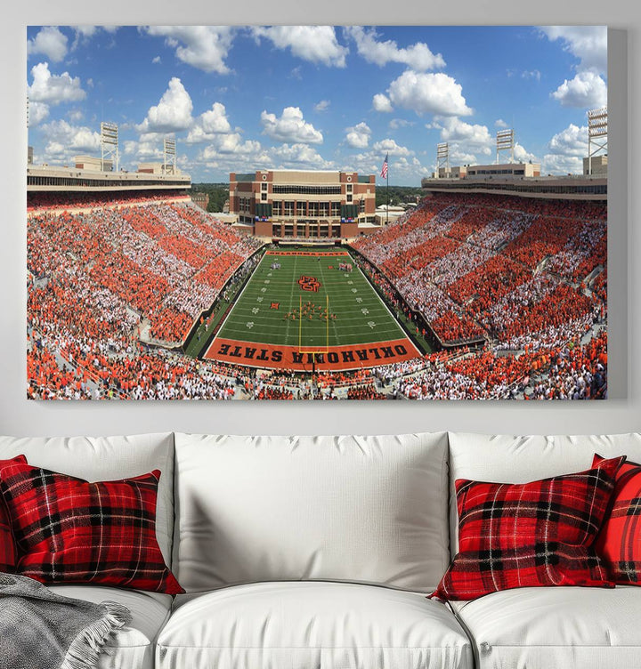 Oklahoma State Cowboys Football Team Print - Stillwater Boone Pickens Stadium Wall Art Canvas Print