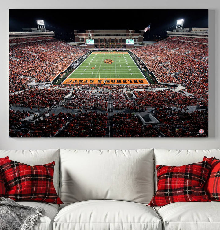 Oklahoma State Cowboys Football Team Print - Stillwater Boone Pickens Stadium Wall Art Canvas Print