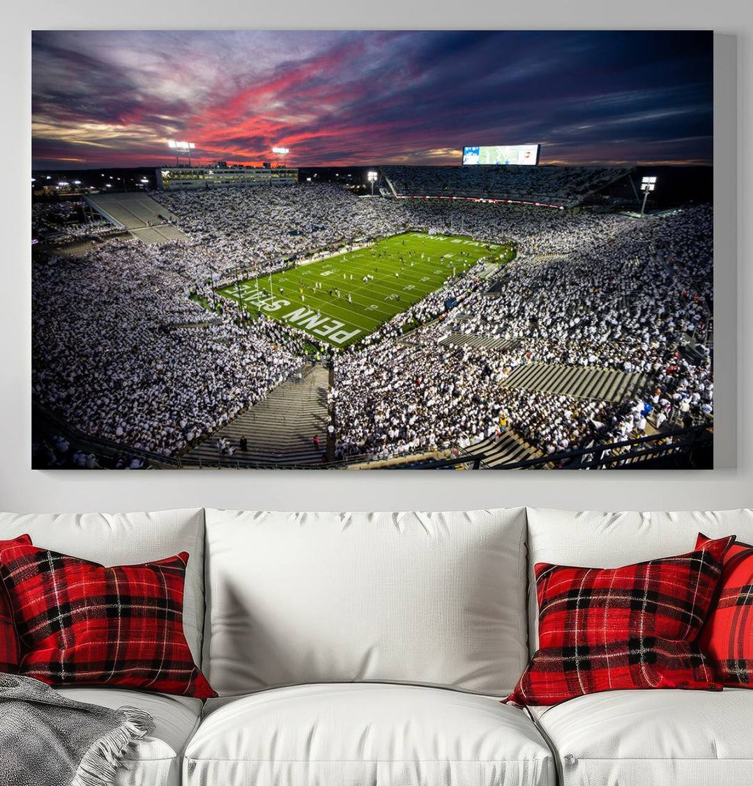 Penn State Nittany Lions Football Team Print - University Park Beaver Stadium Wall Art Canvas Print