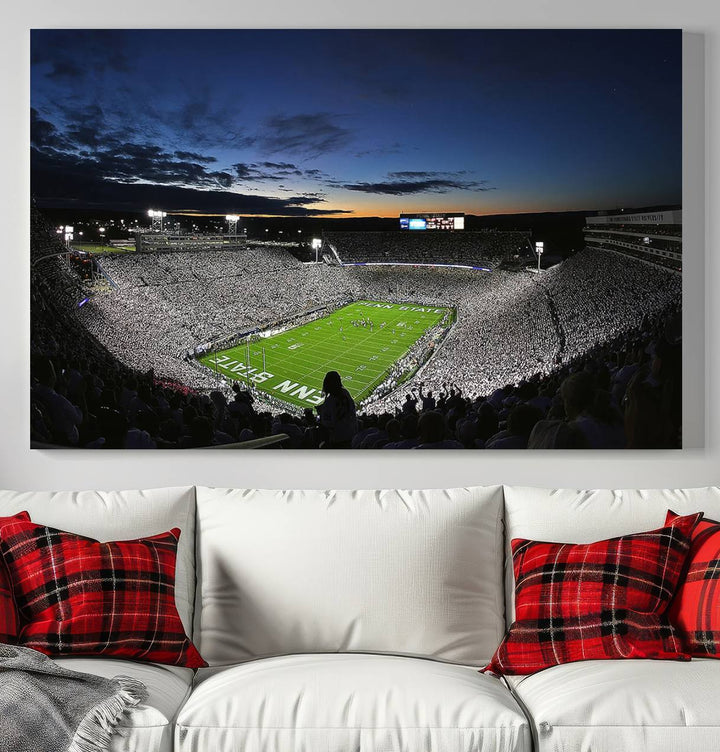 Penn State Nittany Lions Football Team Print - University Park Beaver Stadium Wall Art Canvas Print