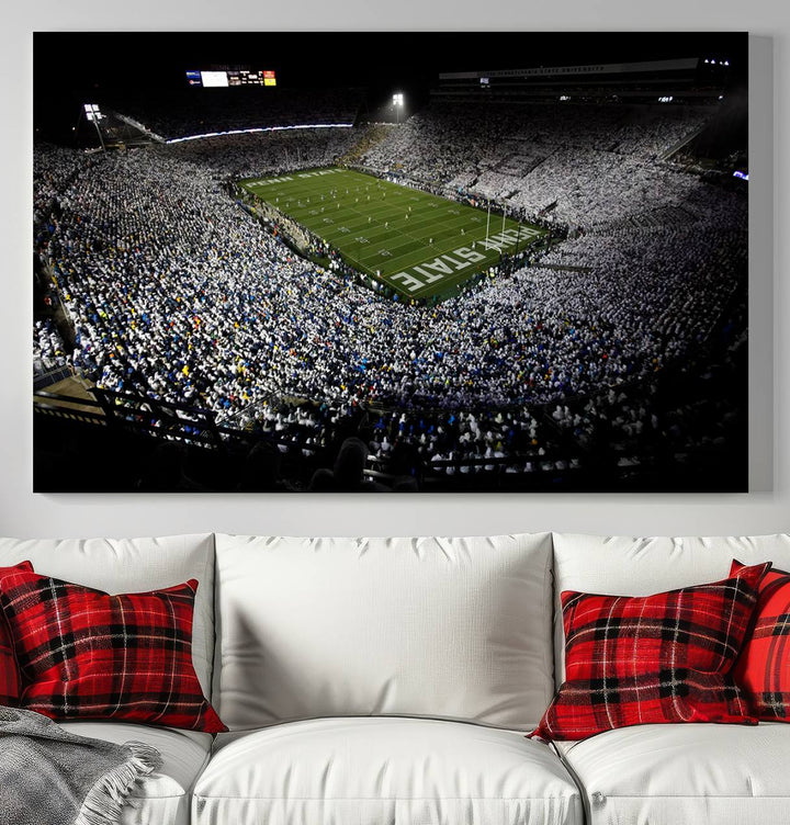 Penn State Nittany Lions Football Team Print - University Park Beaver Stadium Wall Art Canvas Print