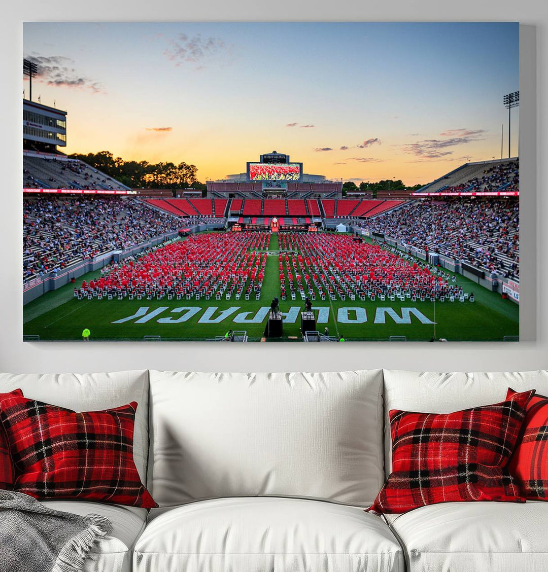 NC State Wolfpack Football Team Print - Raleigh Carter-Finley Stadium Wall Art Canvas Print