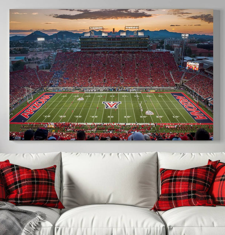 Arizona Wildcats Football Team Print - Tucson Arizona Stadium Wall Art Canvas Print