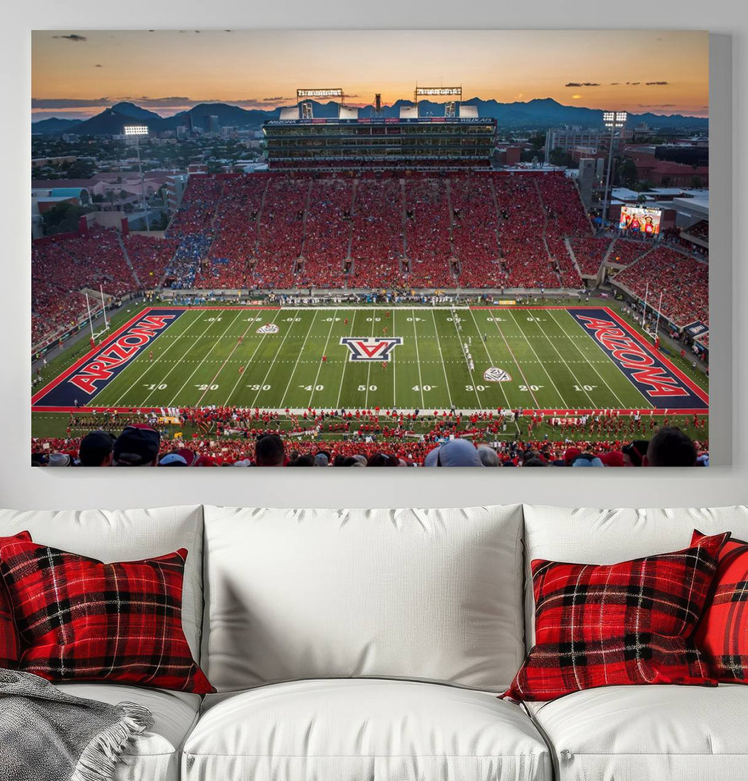 Arizona Wildcats Football Team Print - Tucson Arizona Stadium Wall Art Canvas Print