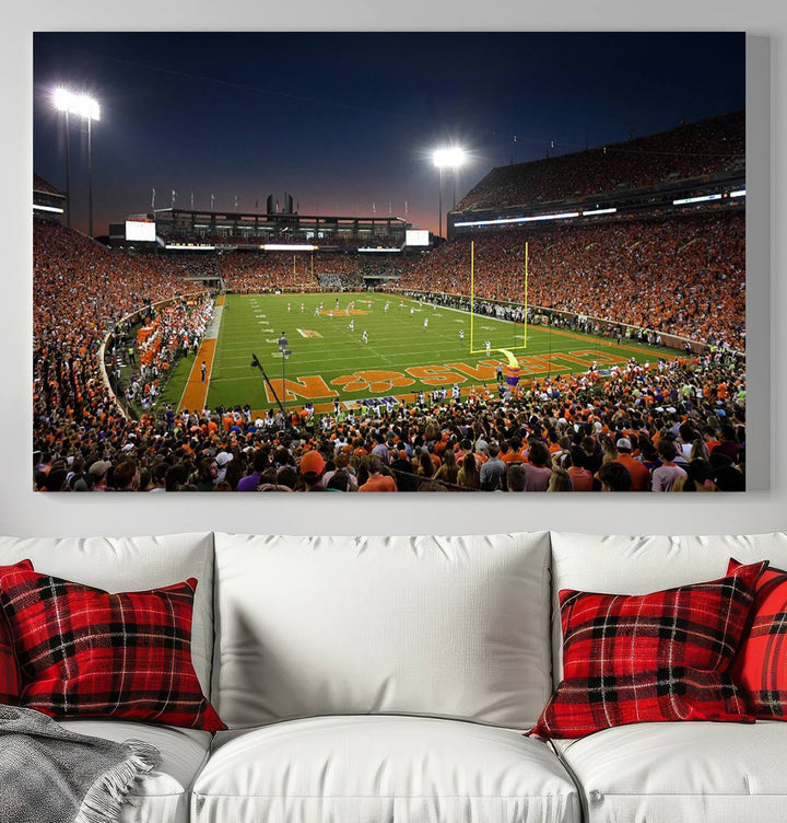 Clemson University Tigers Football Team Print - Clemson Memorial Stadium Wall Art Canvas Print