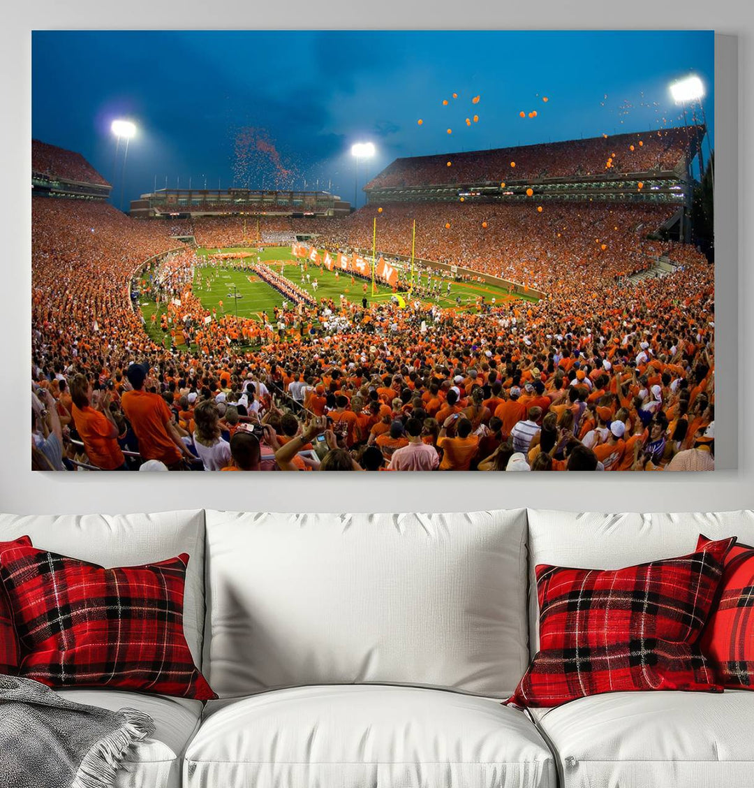 Clemson University Tigers Football Team Print - Clemson Memorial Stadium Wall Art Canvas Print