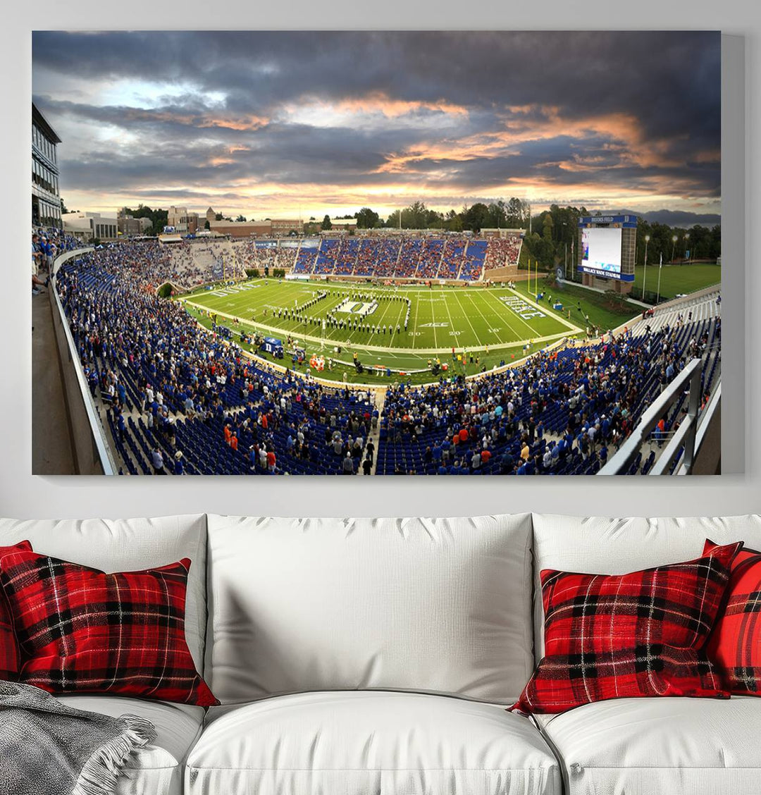 Duke University Blue Devils Football Team Print - Durham Wallace Wade Stadium Wall Art Canvas Print