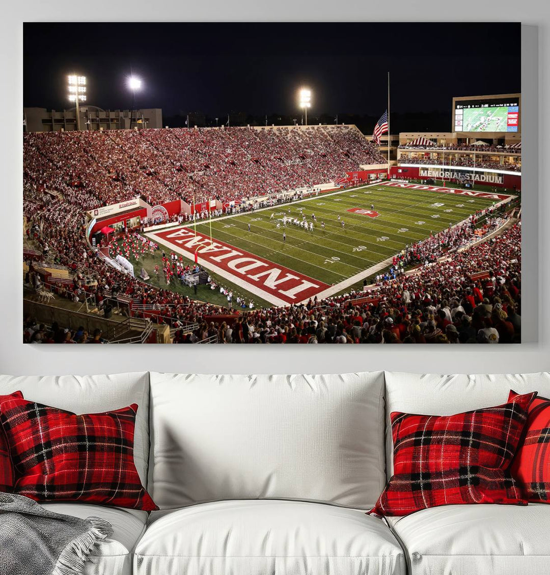 Indiana University Hoosiers Football Team Print - Bloomington Memorial Stadium Wall Art Canvas Print