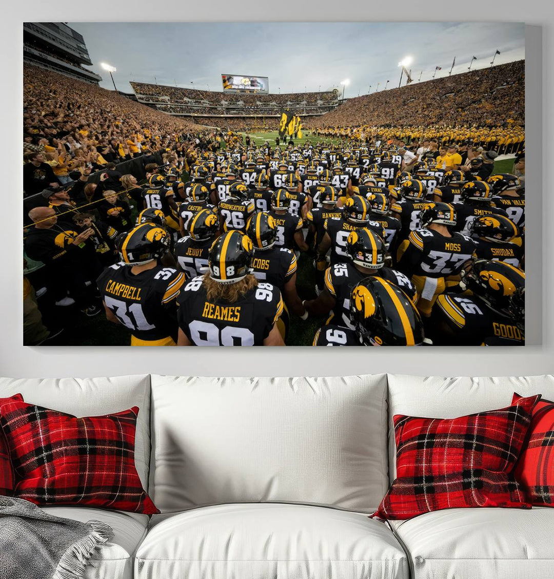 Iowa University Hawkeyes Football Team Print - Iowa City Kinnick Stadium Wall Art Canvas Print