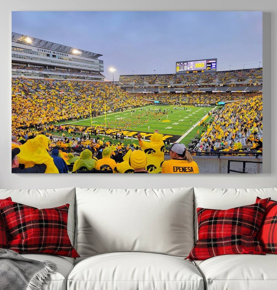 Iowa University Hawkeyes Football Team Print - Iowa City Kinnick Stadium Wall Art Canvas Print