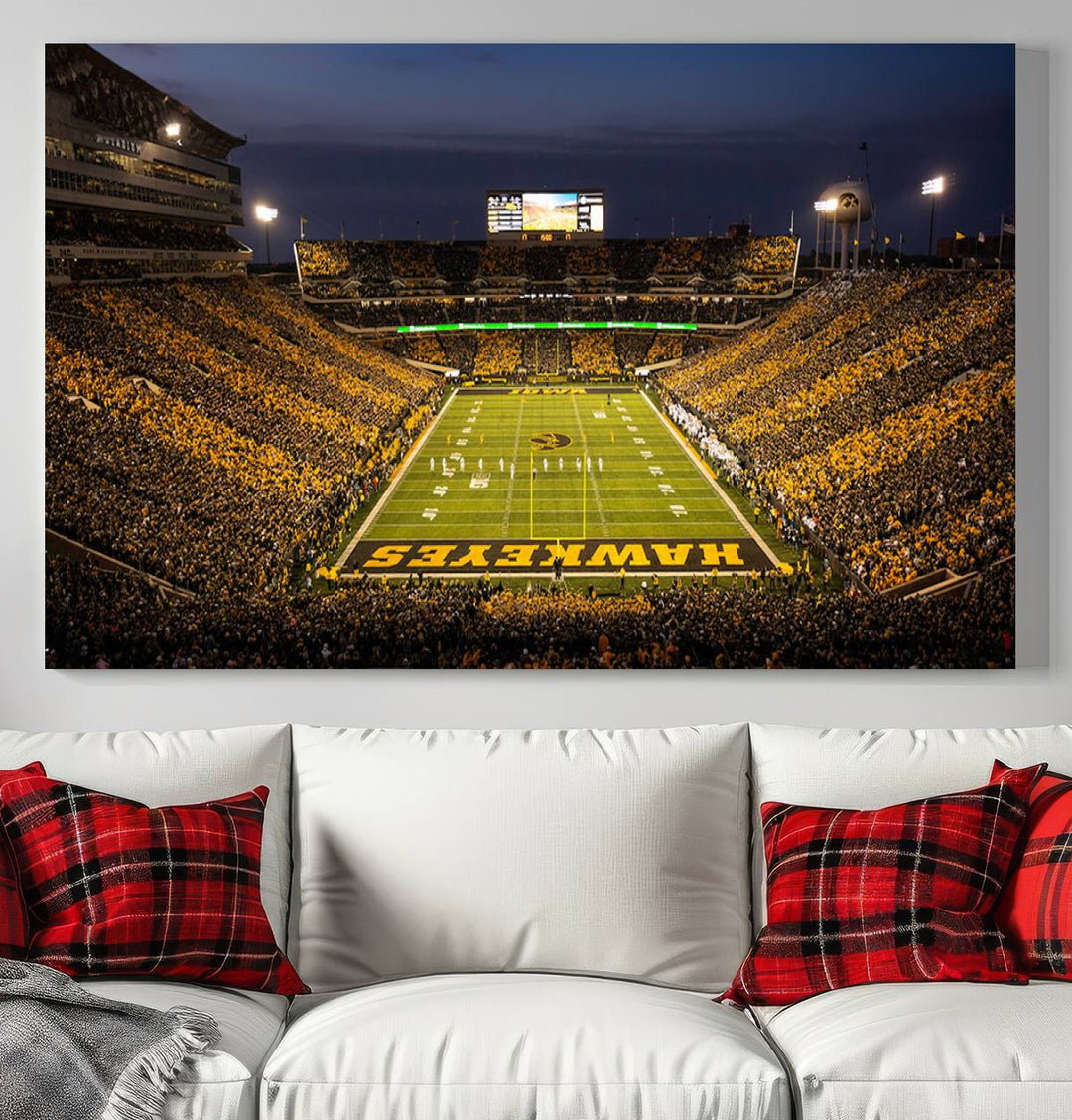 Iowa University Hawkeyes Football Team Print - Iowa City Kinnick Stadium Wall Art Canvas Print