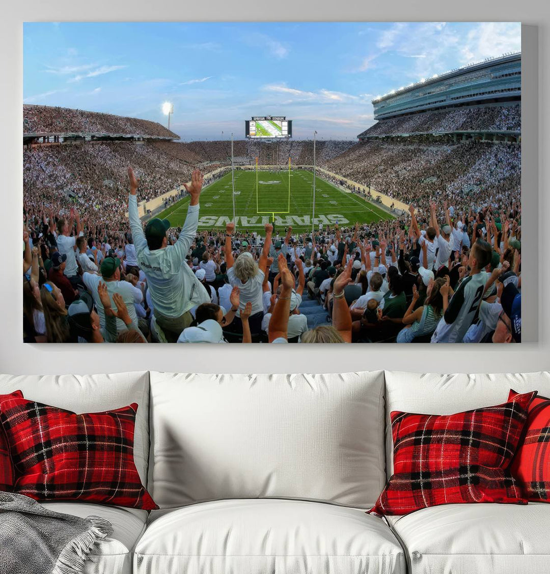 Michigan State Spartans Football Team Print - East Lansing Spartan Stadium Wall Art Canvas Print