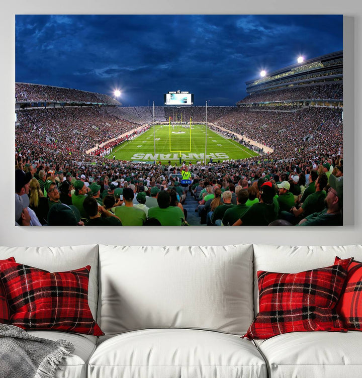 Michigan State Spartans Football Team Print - East Lansing Spartan Stadium Wall Art Canvas Print