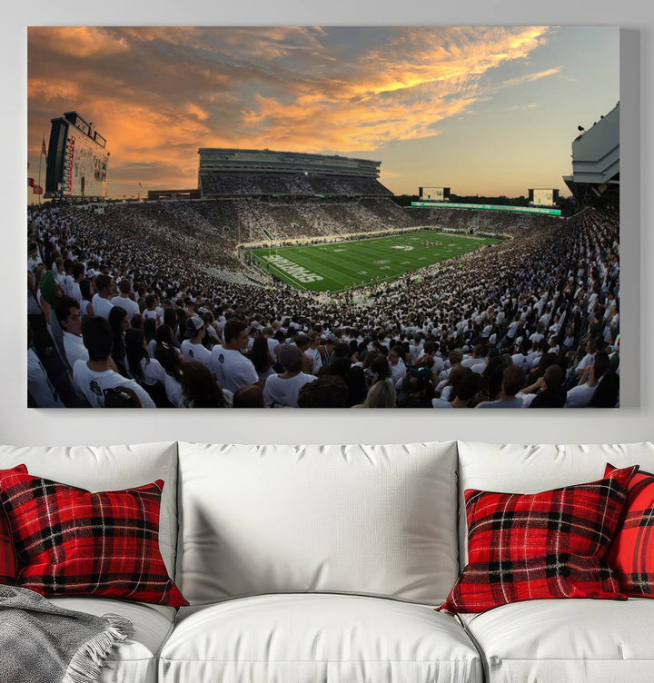 Michigan State Spartans Football Team Print - East Lansing Spartan Stadium Wall Art Canvas Print