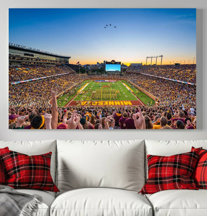 University of Minnesota Golden Gophers Football Team Print - Minneapolis Huntington Bank Stadium Wall Art Canvas Print