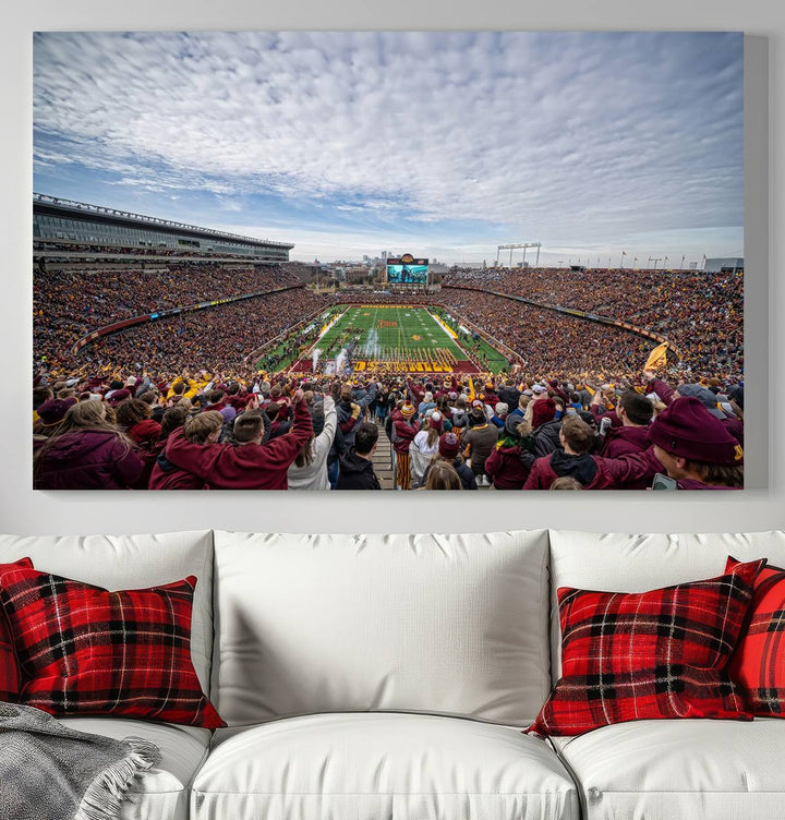 University of Minnesota Golden Gophers Football Team Print - Minneapolis Huntington Bank Stadium Wall Art Canvas Print