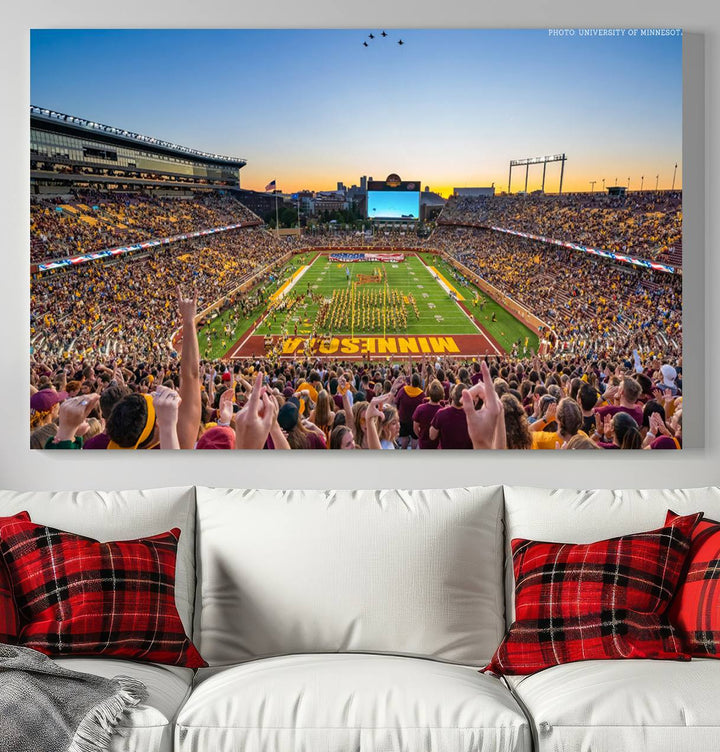 University of Minnesota Golden Gophers Football Team Print - Minneapolis Huntington Bank Stadium Wall Art Canvas Print