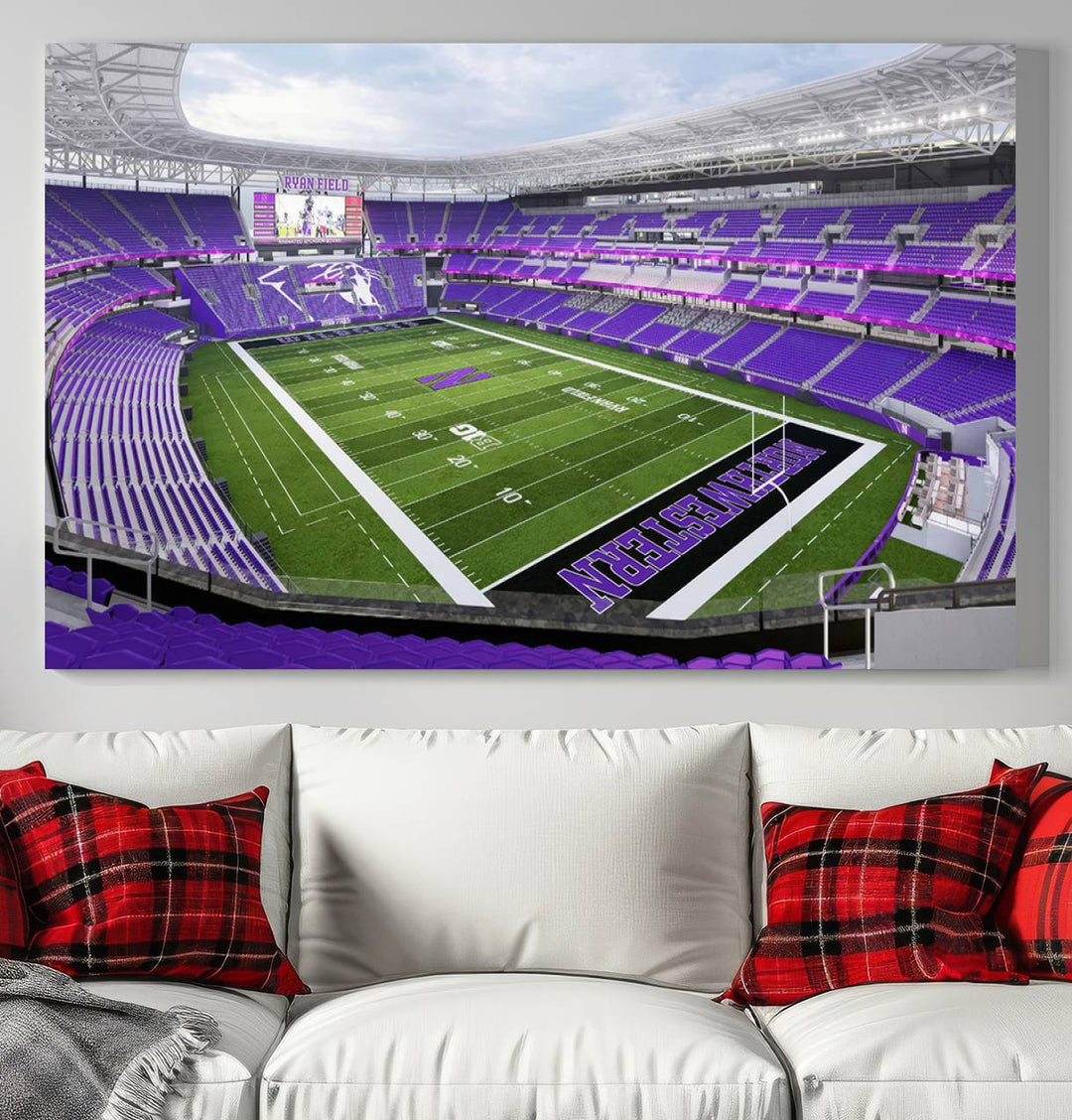 Northwestern University Wildcats Football Team Print - Evanston Ryan Field Wall Art Canvas Print