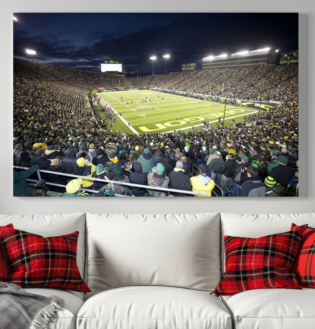 University of Oregon Ducks Football Team Print - Eugene Autzen Stadium Wall Art Canvas Print