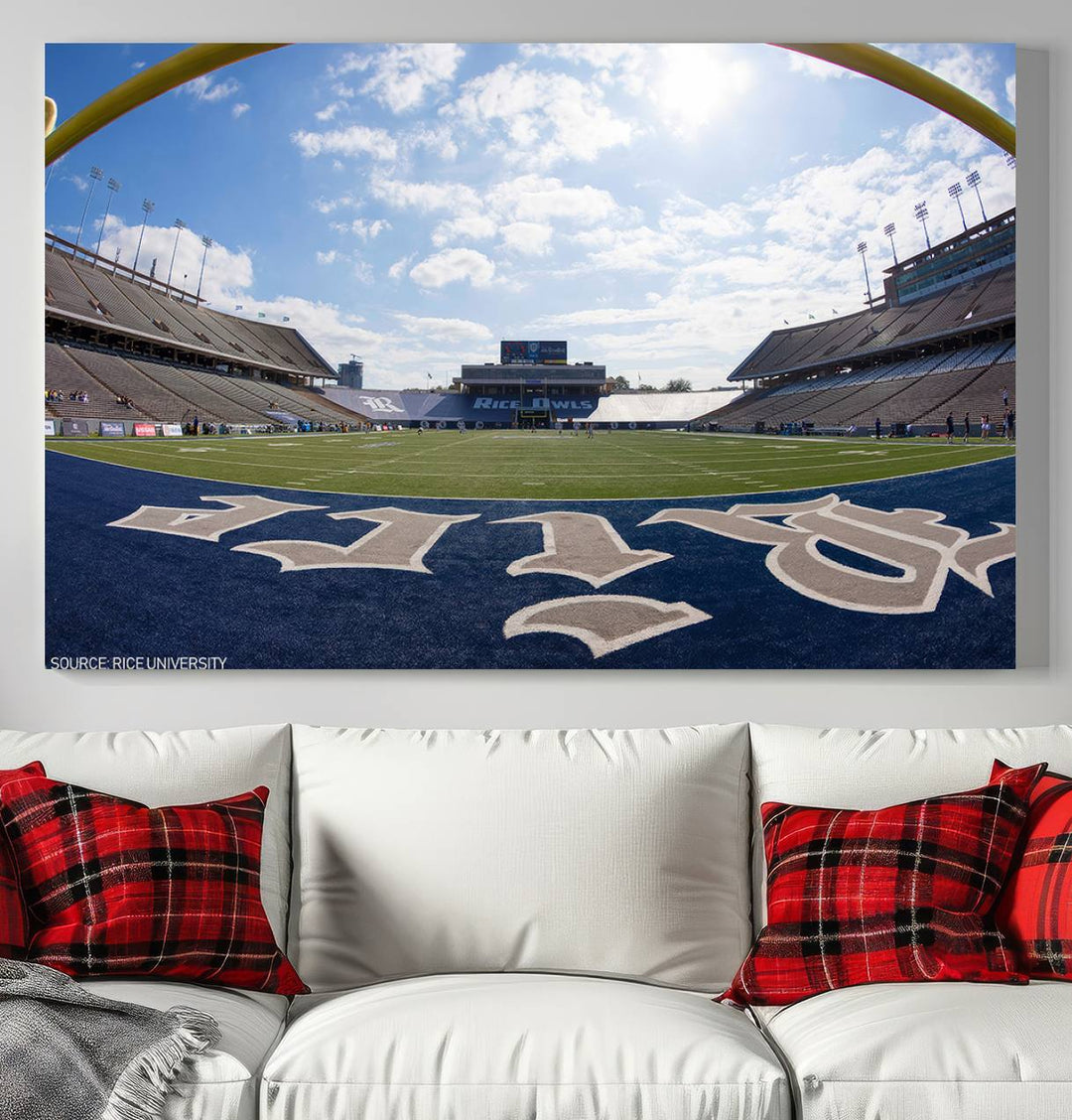 Rice University Owls Football Team Print - Houston Rice Stadium Wall Art Canvas Print