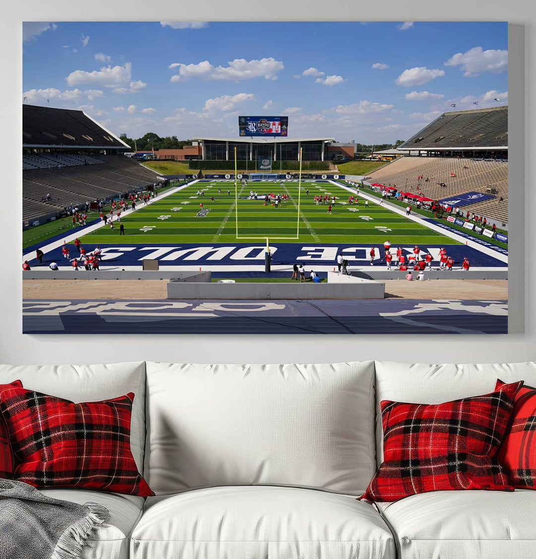 Rice University Owls Football Team Print - Houston Rice Stadium Wall Art Canvas Print