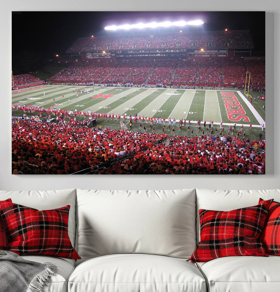 Rutgers University Scarlet Knights Football Team Print - Piscataway SHI Stadium Wall Art Canvas Print