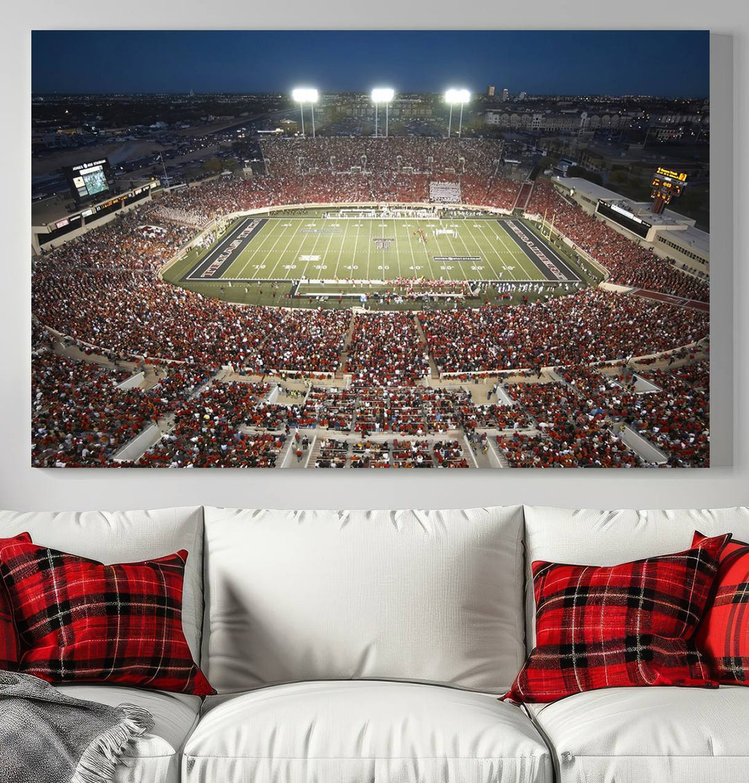 Texas Tech Red Raiders Football Team Print - Lubbock Jones AT&T Stadium Wall Art Canvas Print