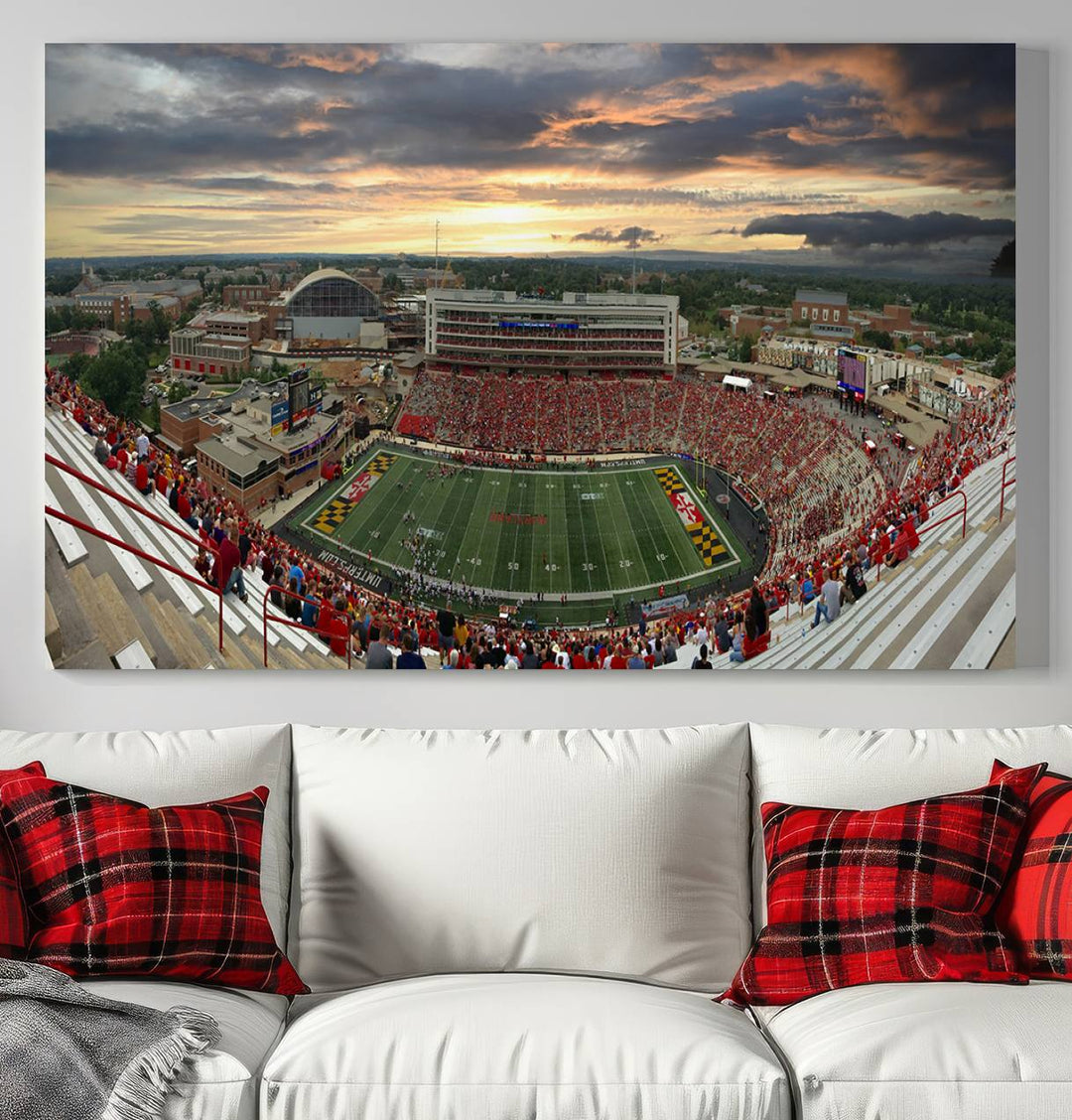 University of Maryland Terrapins Football Team Print - College Park SECU Stadium Wall Art Canvas Print