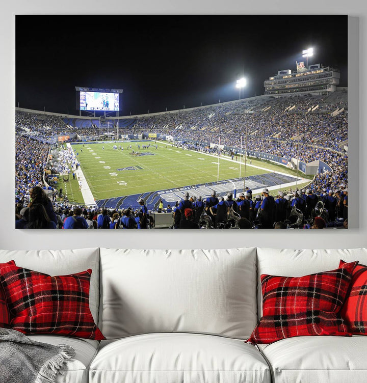 University of Memphis Tigers Football Team Print - Memphis Simmons Bank Liberty Stadium Wall Art Canvas Print