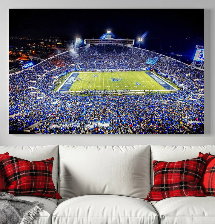 University of Memphis Tigers Football Team Print - Memphis Simmons Bank Liberty Stadium Wall Art Canvas Print