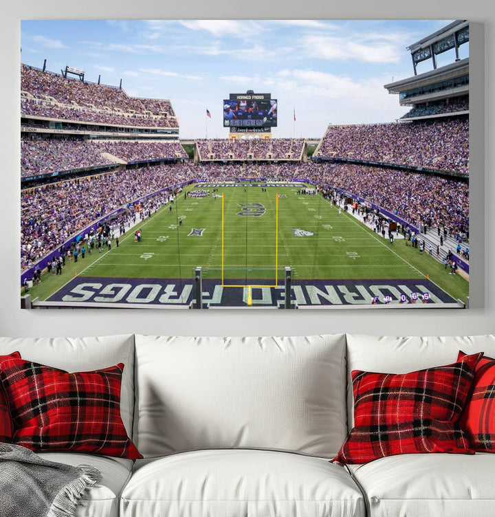 TCU Horned Frogs Football Team Print - Fort Worth Amon G. Carter Stadium Wall Art Canvas Print.t