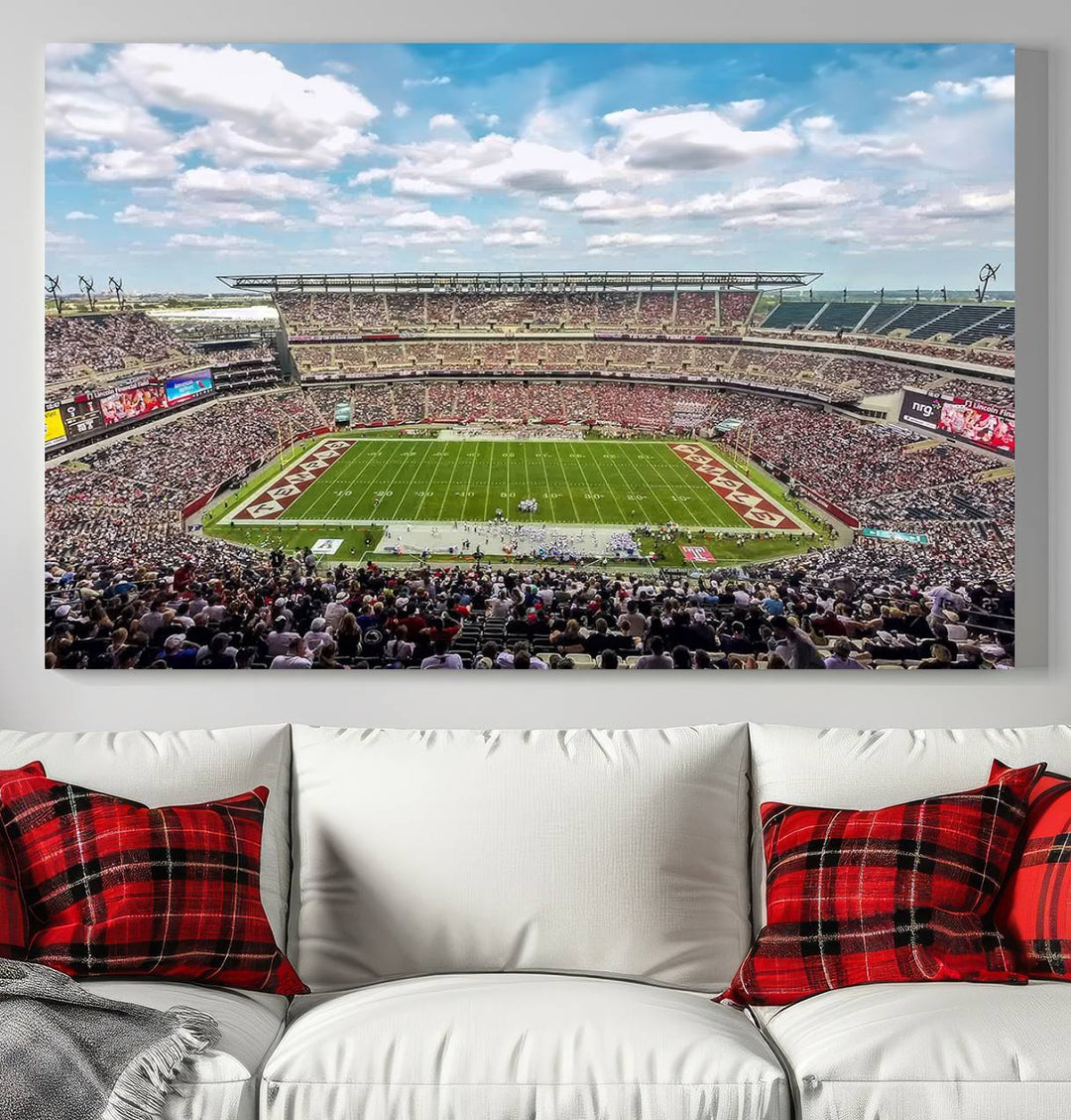 The Temple University Owls Athletics canvas print of a game at Lincoln Financial Field.