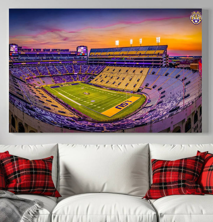 The Louisiana State University Tigers Football Team Print - Baton Rouge Tiger Stadium Wall Art Canvas Print