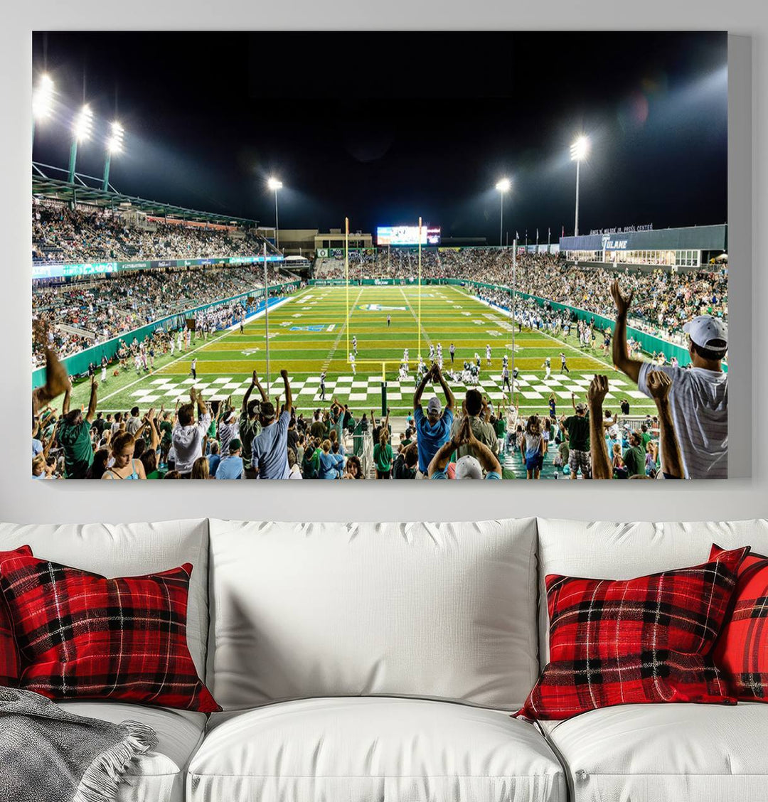 The Tulane University Green Wave Football Team Print - New Orleans Yulman Stadium Wall Art Canvas Print