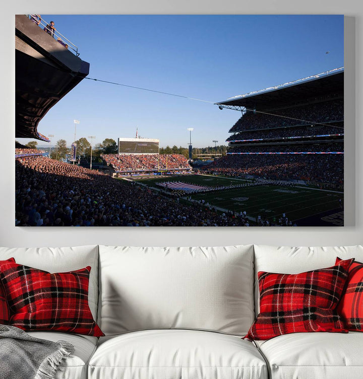 The University of Washington Huskies Football Team Print - Seattle Husky Stadium Wall Art Canvas Print