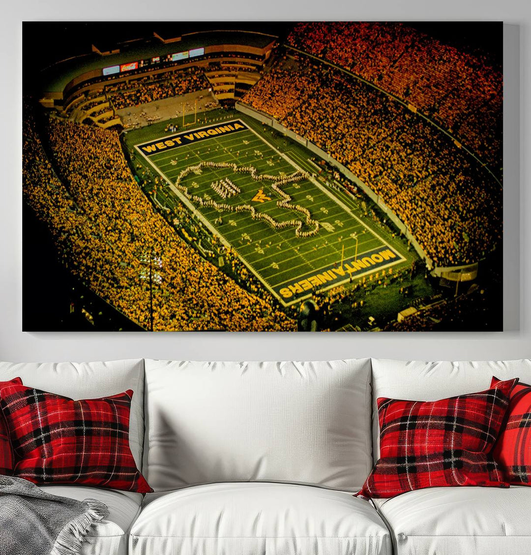 West Virginia University Mountaineers Football Team Print - Milan Puskar Stadium Canvas Print Wall Art, Morgantown City Print