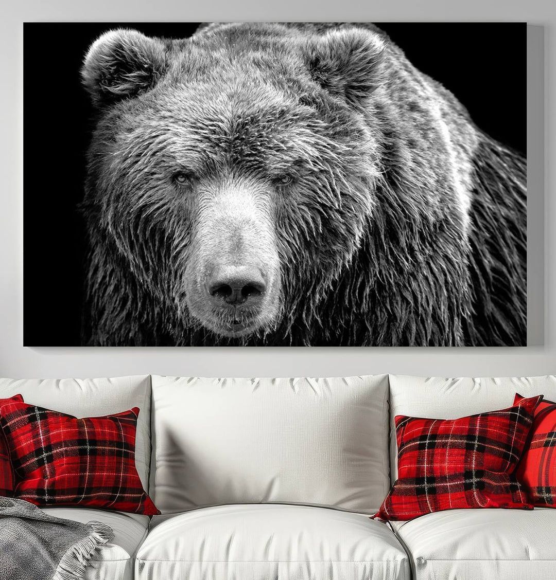 Grizzly Bear Canvas Print | Ready to Hang Wall Art | Rustic Farmhouse & Cabin Decor | Wildlife Artwork