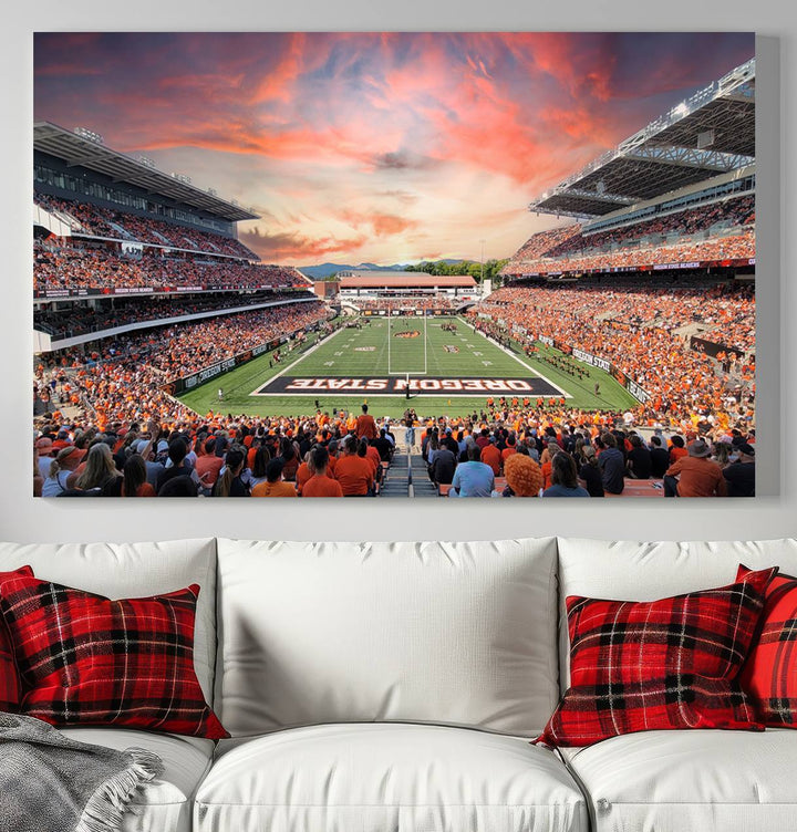 Oregon State Beavers Football Team Print - Corvallis Reser Stadium Wall Art Canvas Print