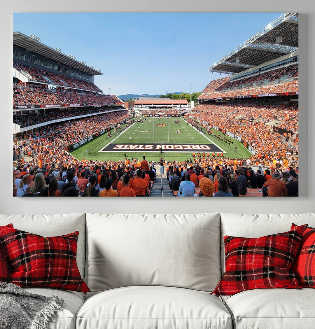 Oregon State Beavers Football Team Print - Corvallis Reser Stadium Wall Art Canvas Print